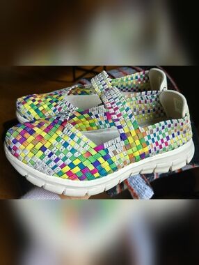 Sz 9 Women's SKECHERS LIGHTWEIGHT MARY JANE Woven Slip-on Shoes